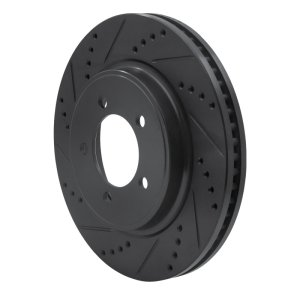 Ford Explorer Brake Rotor (1) - Front Left - R1 Concepts - Drilled & Slotted - Black - `06-`10